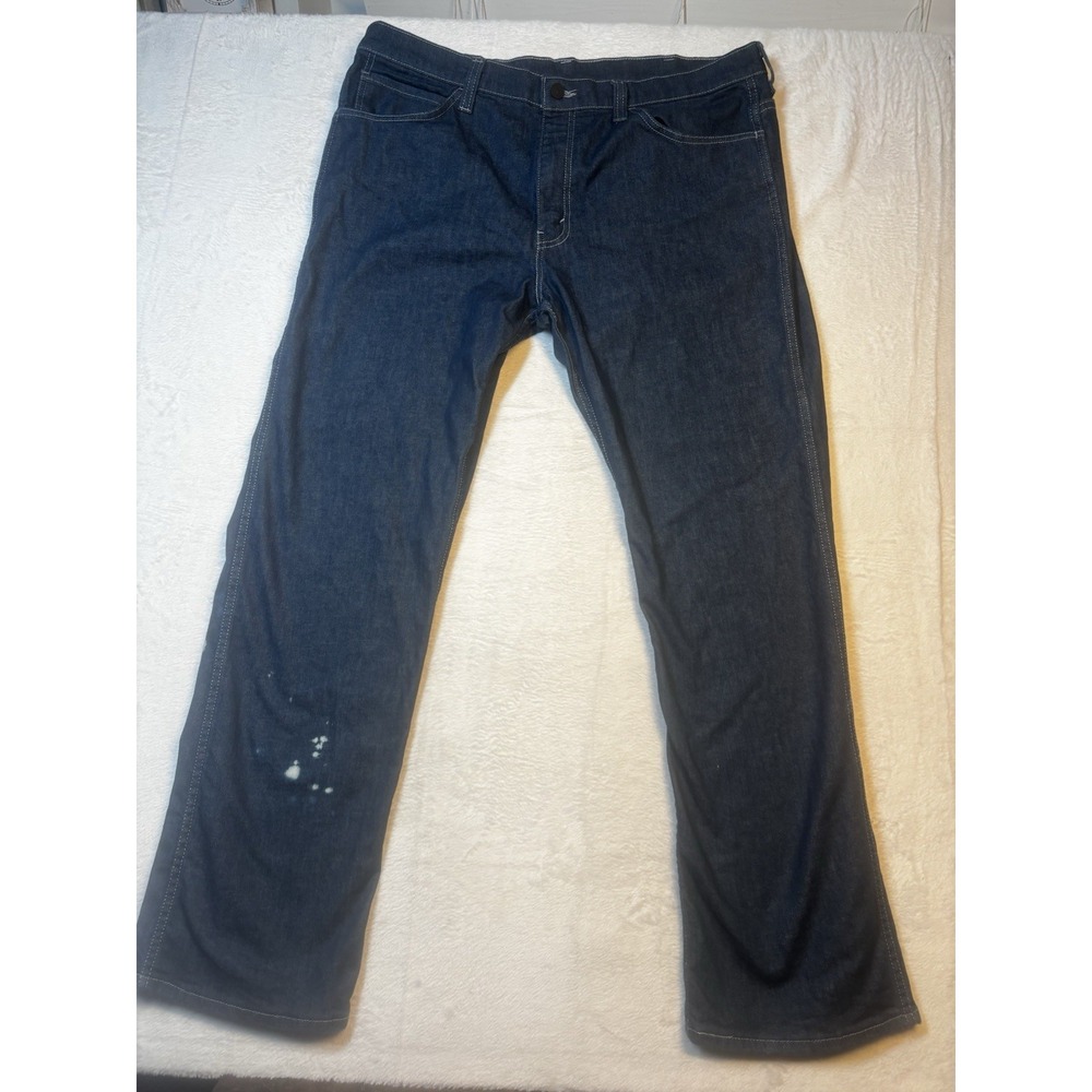 Levi's 569 Jeans Straight Mens 38x33 Dark Bleach Distressed Grunge Black Label